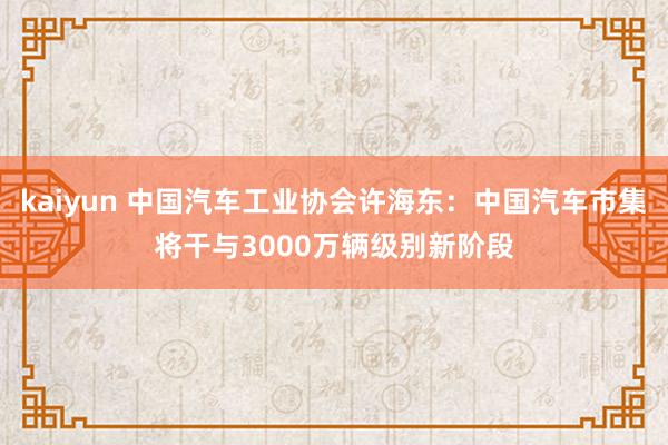 kaiyun 中国汽车工业协会许海东：中国汽车市集将干与3000万辆级别新阶段