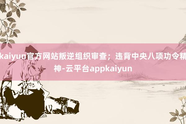 kaiyun官方网站叛逆组织审查；违背中央八项功令精神-云平台appkaiyun