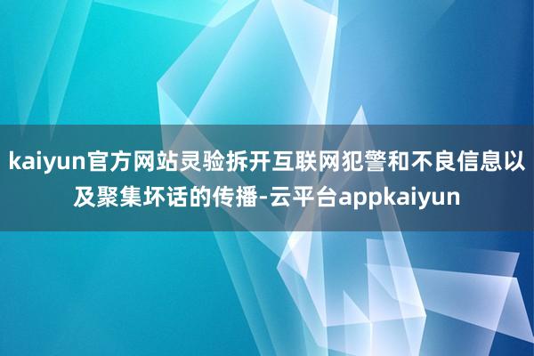 kaiyun官方网站灵验拆开互联网犯警和不良信息以及聚集坏话的传播-云平台appkaiyun