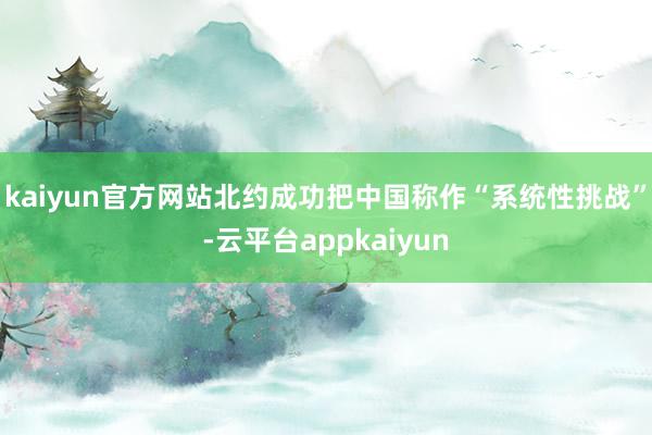 kaiyun官方网站北约成功把中国称作“系统性挑战”-云平台appkaiyun